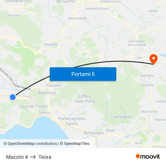 Mazzini 4 to Teora map