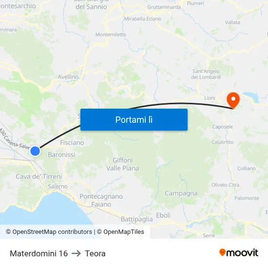 Materdomini 16 to Teora map