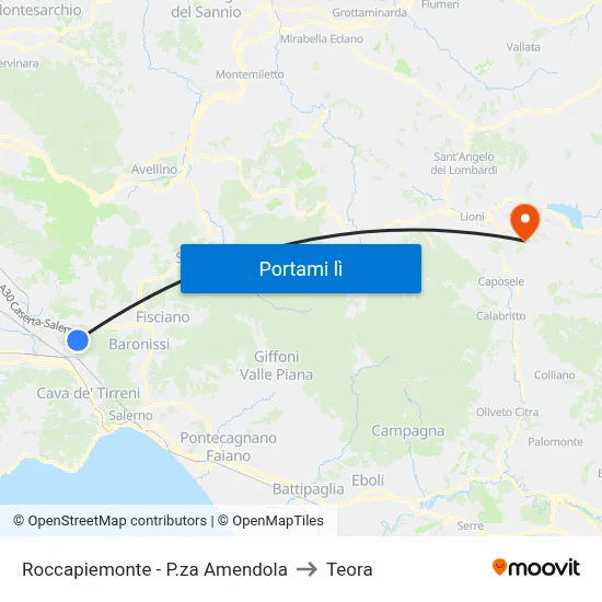 Roccapiemonte - P.za Amendola to Teora map