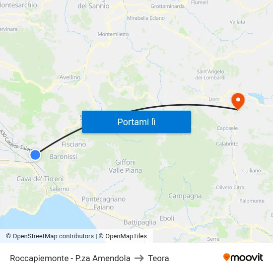 Roccapiemonte - P.za Amendola to Teora map