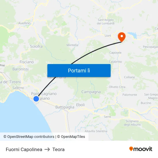 Fuorni Capolinea to Teora map