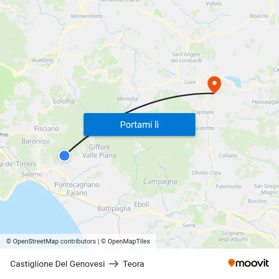 Castiglione Del Genovesi to Teora map