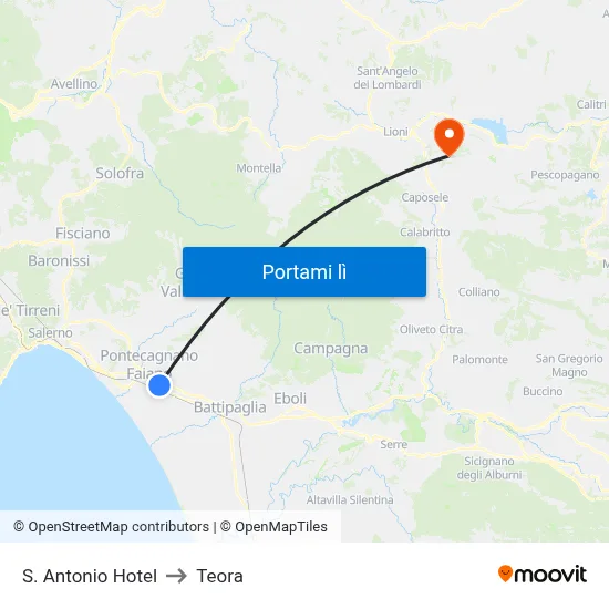 S. Antonio Hotel to Teora map