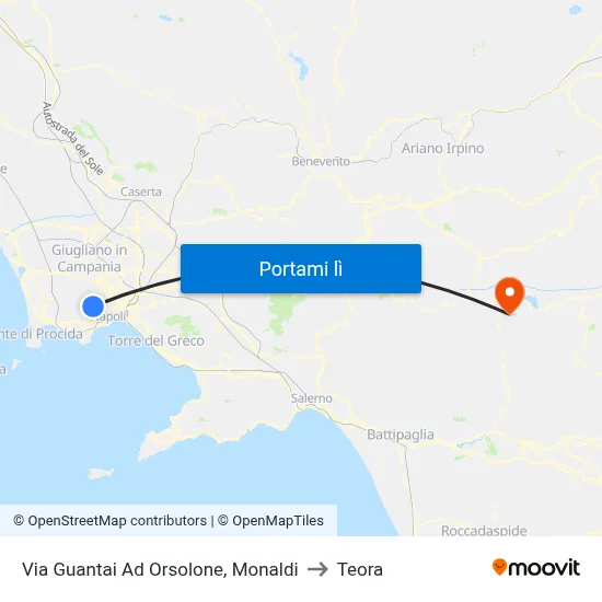 Via Guantai Ad Orsolone, Monaldi to Teora map