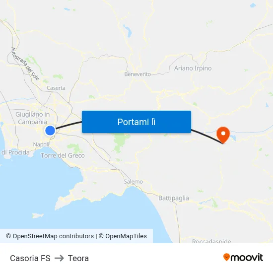 Casoria FS to Teora map