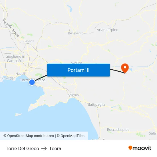 Torre Del Greco to Teora map