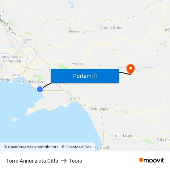 Torre Annunziata Città to Teora map