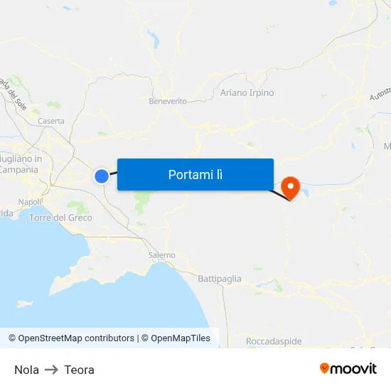 Nola to Teora map
