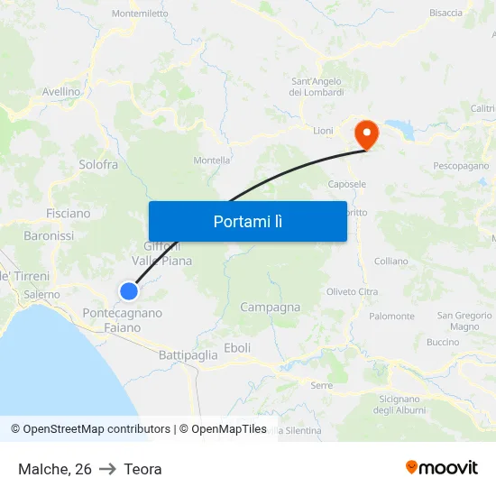 Malche, 26 to Teora map