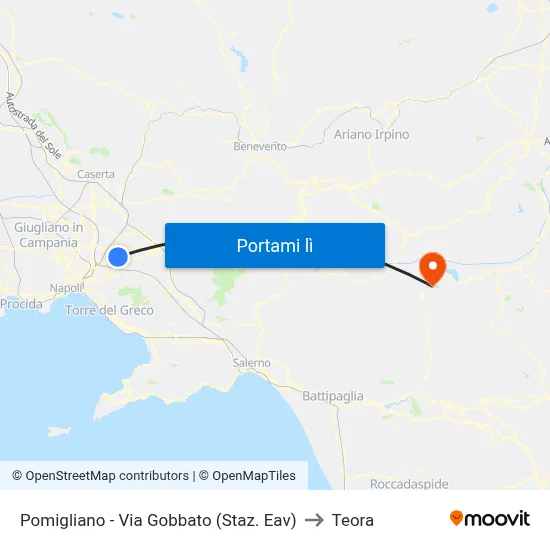 Pomigliano - Via Gobbato (Staz. Eav) to Teora map