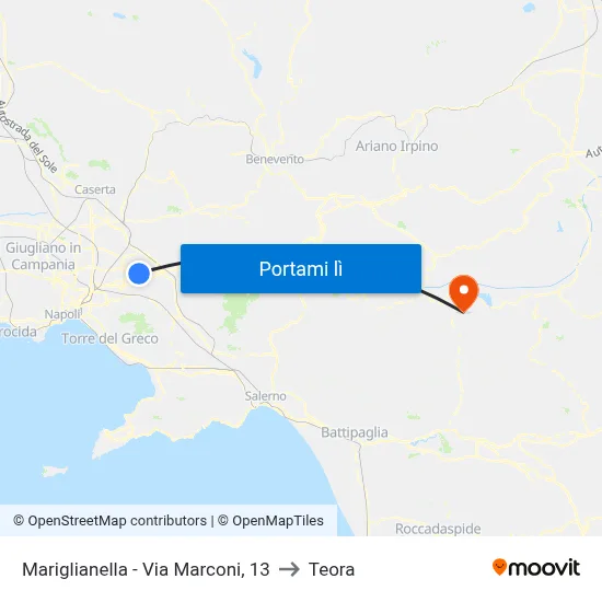 Mariglianella - Via Marconi, 13 to Teora map