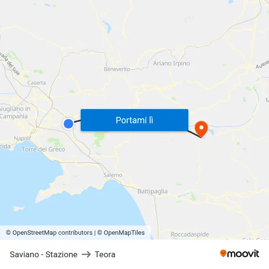 Saviano - Stazione to Teora map