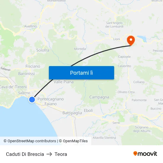 Caduti Di Brescia to Teora map