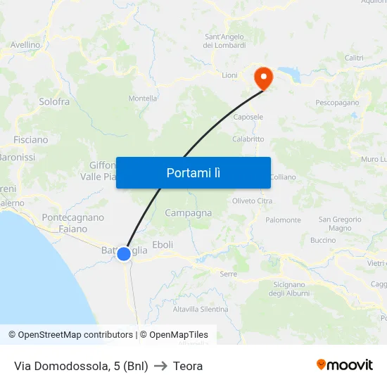 Via Domodossola, 5 (Bnl) to Teora map