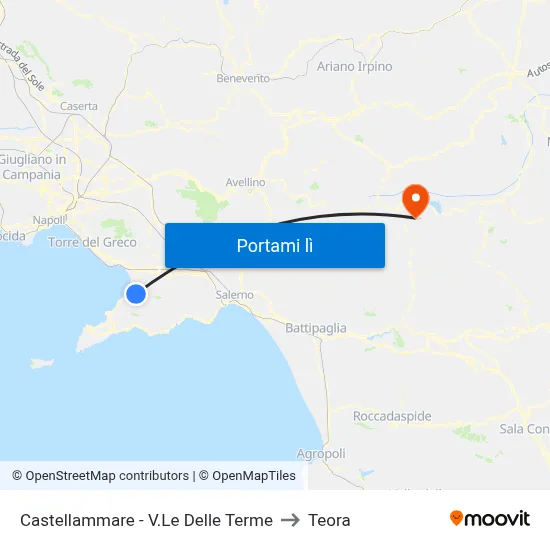 Castellammare - V.Le Delle Terme to Teora map