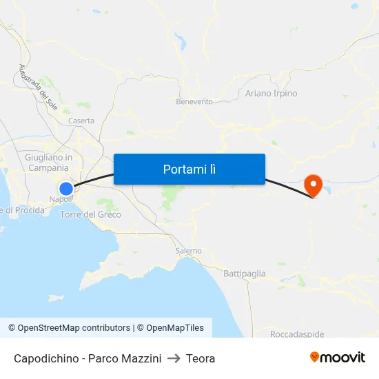 Capodichino - Parco Mazzini to Teora map