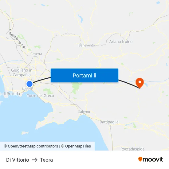 Di Vittorio to Teora map
