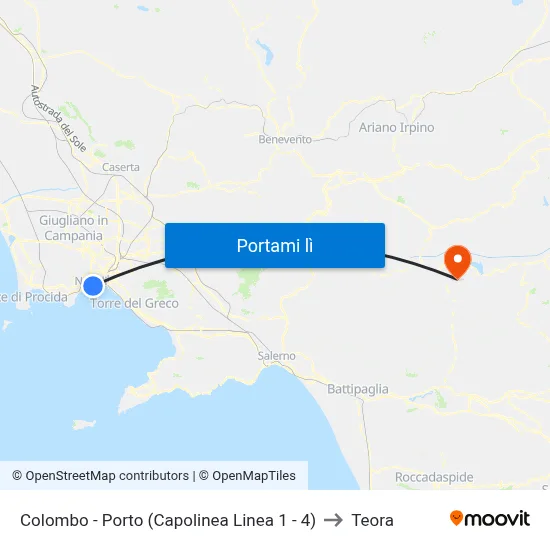 Colombo - Porto (Capolinea Linea 1 - 4) to Teora map