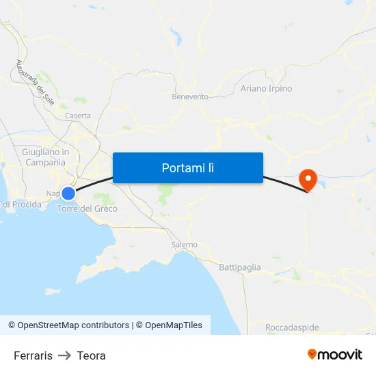 Ferraris to Teora map
