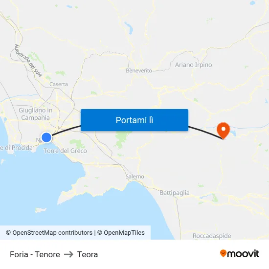 Foria - Tenore to Teora map