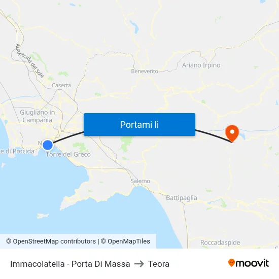 Immacolatella - Porta Di Massa to Teora map