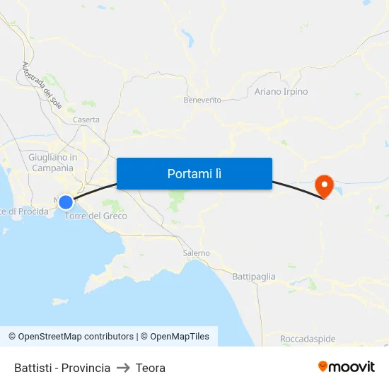 Battisti - Provincia to Teora map