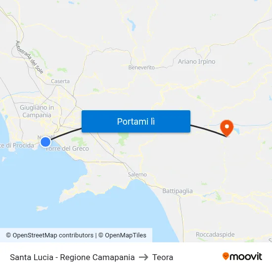Santa Lucia - Regione Camapania to Teora map