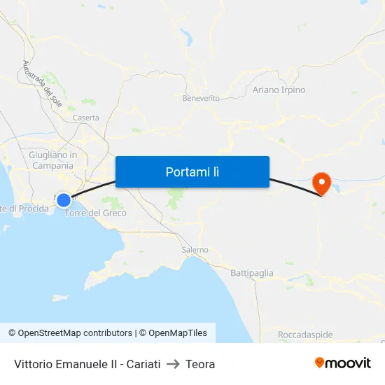 Vittorio Emanuele II - Cariati to Teora map