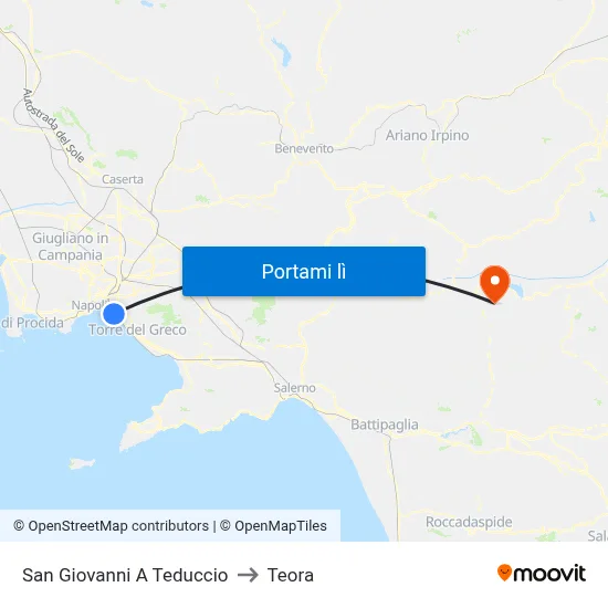 San Giovanni A Teduccio to Teora map