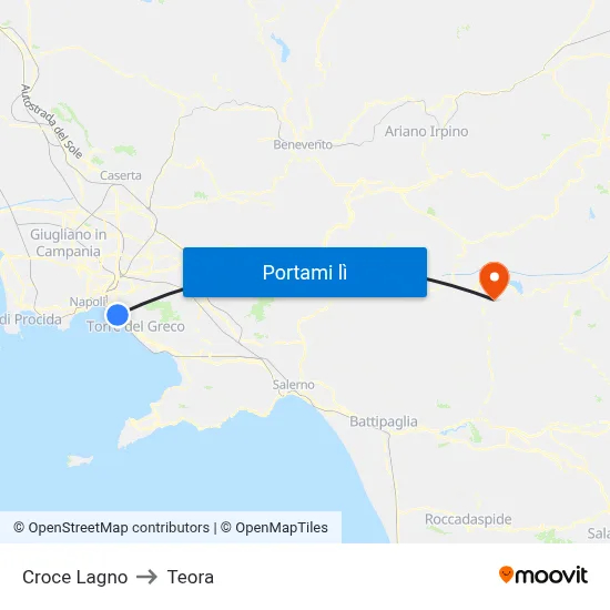 Croce Lagno to Teora map