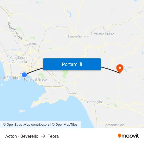 Acton - Beverello to Teora map