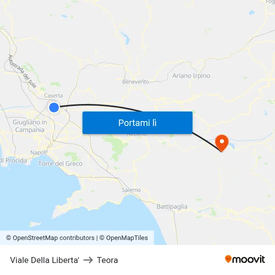 Libertà - Carozza to Teora map