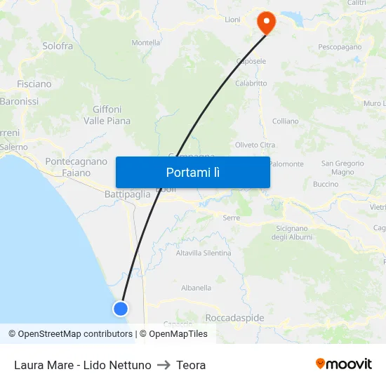 Laura Mare - Lido Nettuno to Teora map