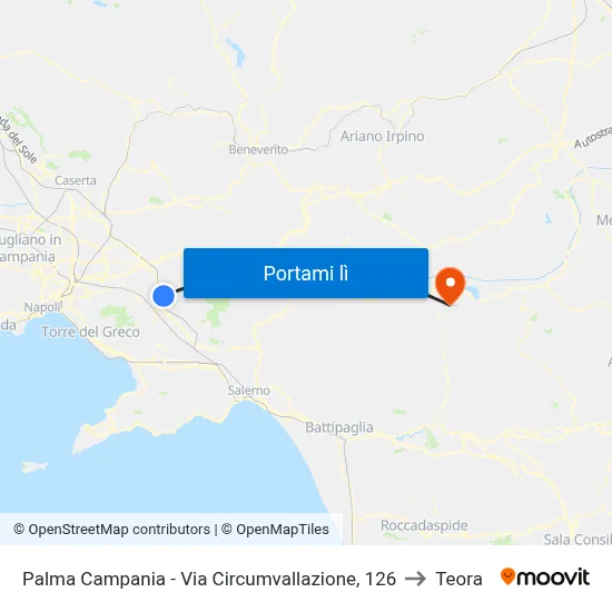Palma Campania  - Via Circumvallazione, 126 to Teora map