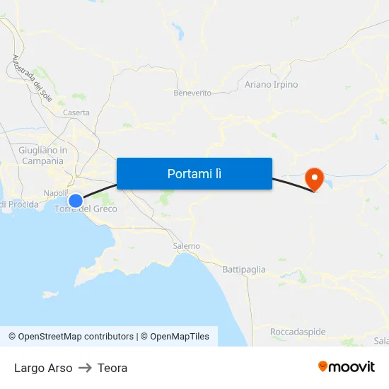 Largo Arso to Teora map