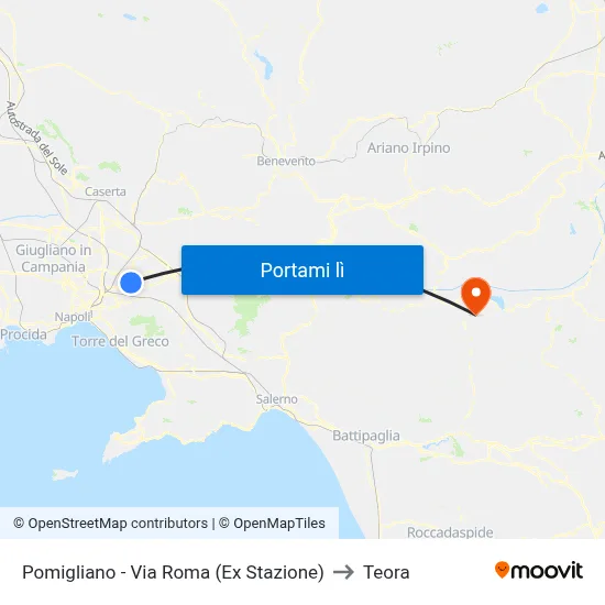 Pomigliano - Via Roma (Ex Stazione) to Teora map