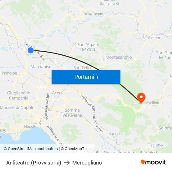 Anfiteatro (Provvisoria) to Mercogliano map