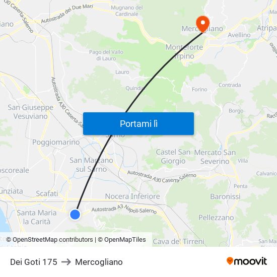 Dei Goti 175 to Mercogliano map