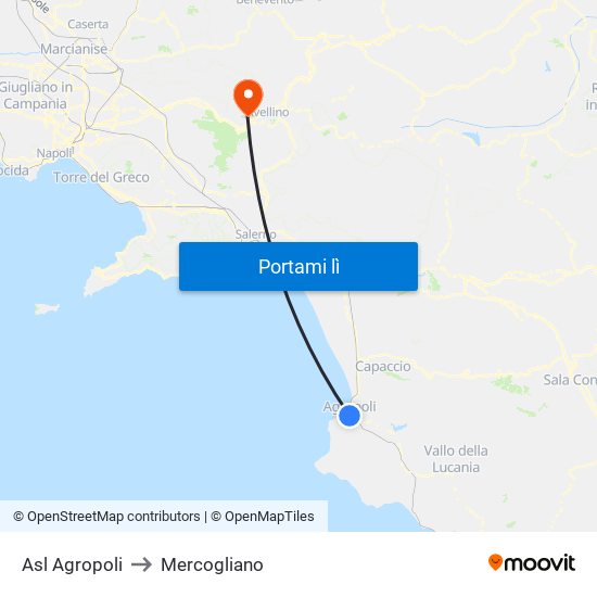 Asl Agropoli to Mercogliano map