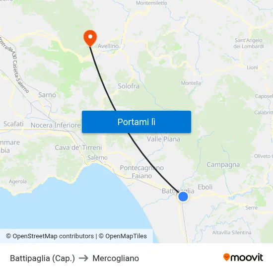 Battipaglia (Cap.) to Mercogliano map