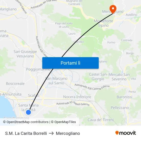 S.M. La Carita  Borrelli to Mercogliano map