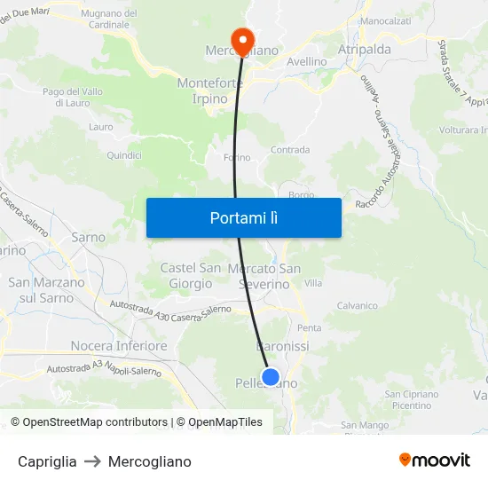 Capriglia to Mercogliano map
