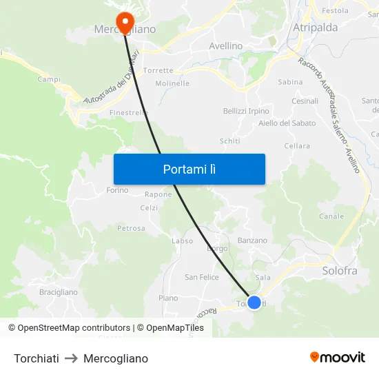 Torchiati to Mercogliano map