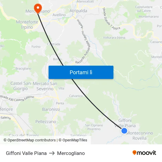 Giffoni Valle Piana to Mercogliano map