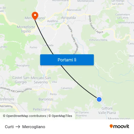 Curti to Mercogliano map