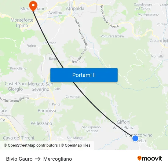 Bivio Gauro to Mercogliano map