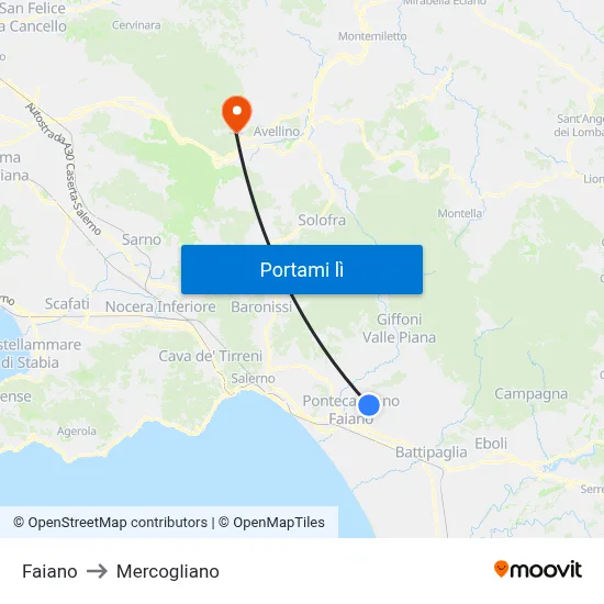 Faiano to Mercogliano map