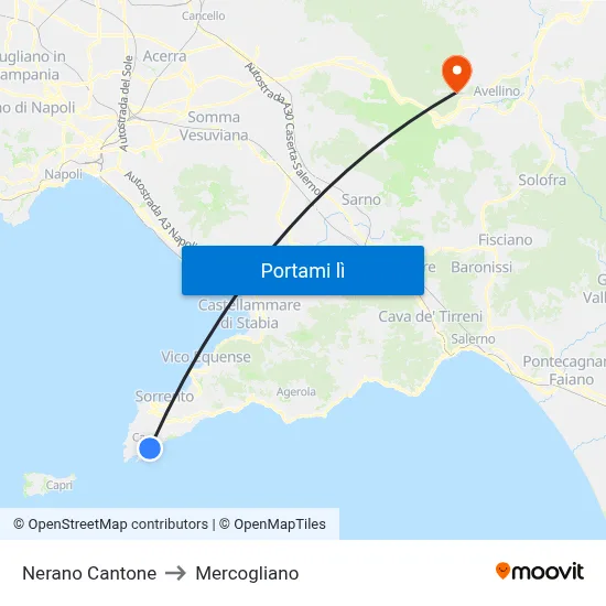 Nerano Cantone to Mercogliano map