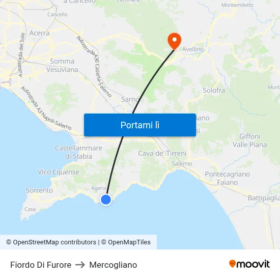 Fiordo Di Furore to Mercogliano map