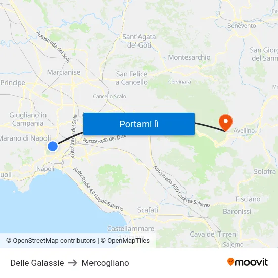 Delle Galassie to Mercogliano map